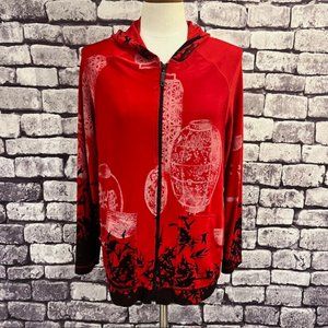 Chico's Long Sleeve Hooded Zip Close Sweater Size Large